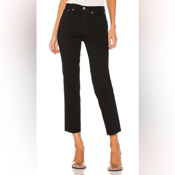 RE/DONE High Rise Stove Pipe Jeans in Jet Black Size 28 - Picture 3 of 8